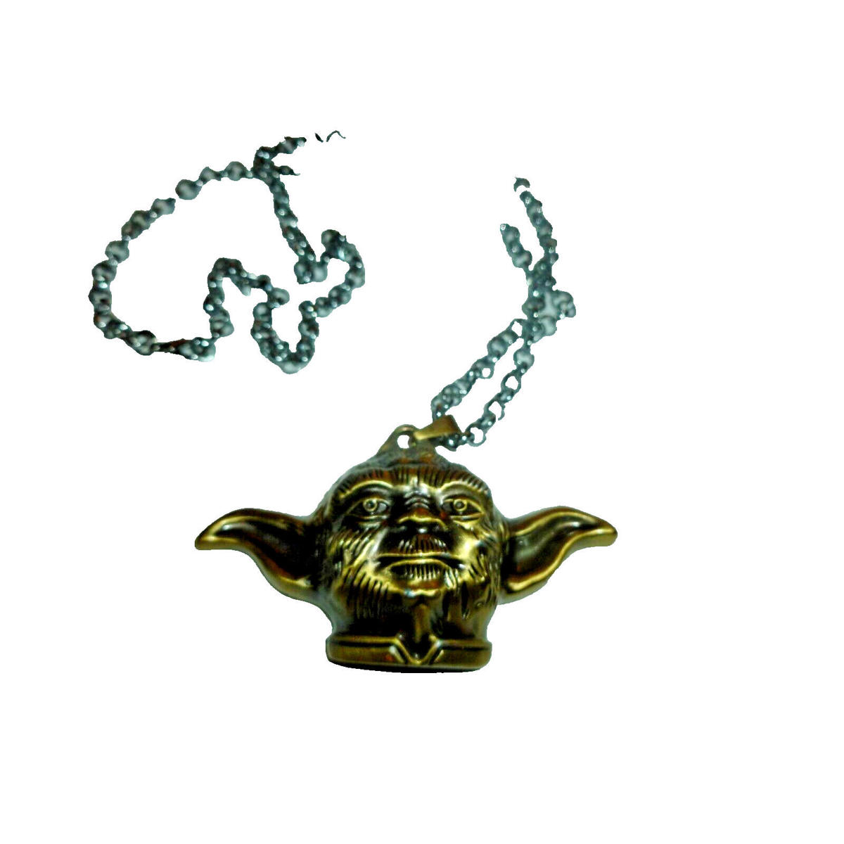 Star Wars Yoda Pendant Necklace 2012 Lucasfilm Plasticolor Bronze Tone 3d Head 10$